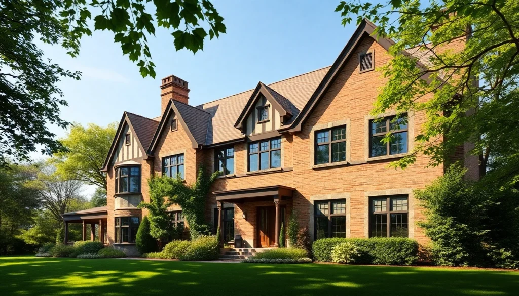 Visualizing the Wellesley Tudor Expansion with vibrant greenery, intricate architectural details, and a serene atmosphere.