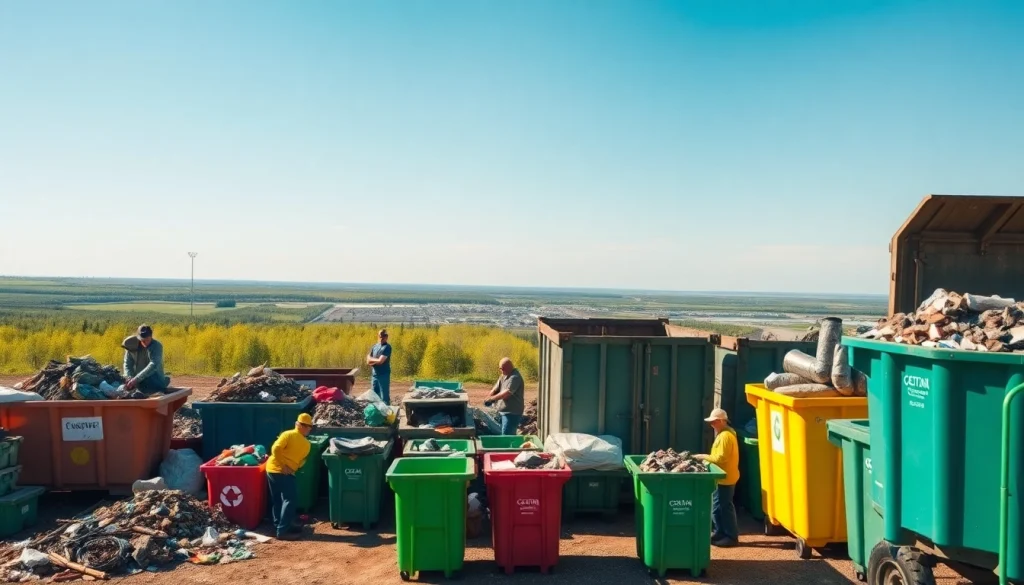 Workers handling materials at the cold lake dump site, showcasing waste management efforts.