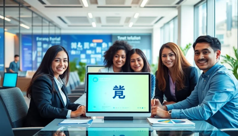 Interactive workspace showcasing the 有道翻译 advanced translation technology in a collaborative setting.