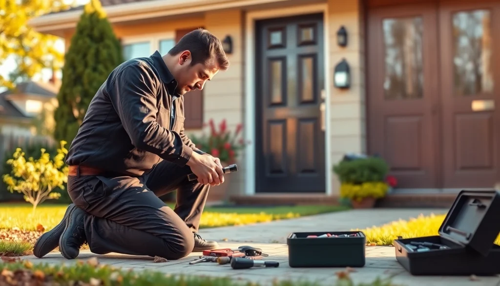 Fast Emergency Locksmith services for home in Ballwin, Missouri ensuring security with a capable technician fixing a lock.