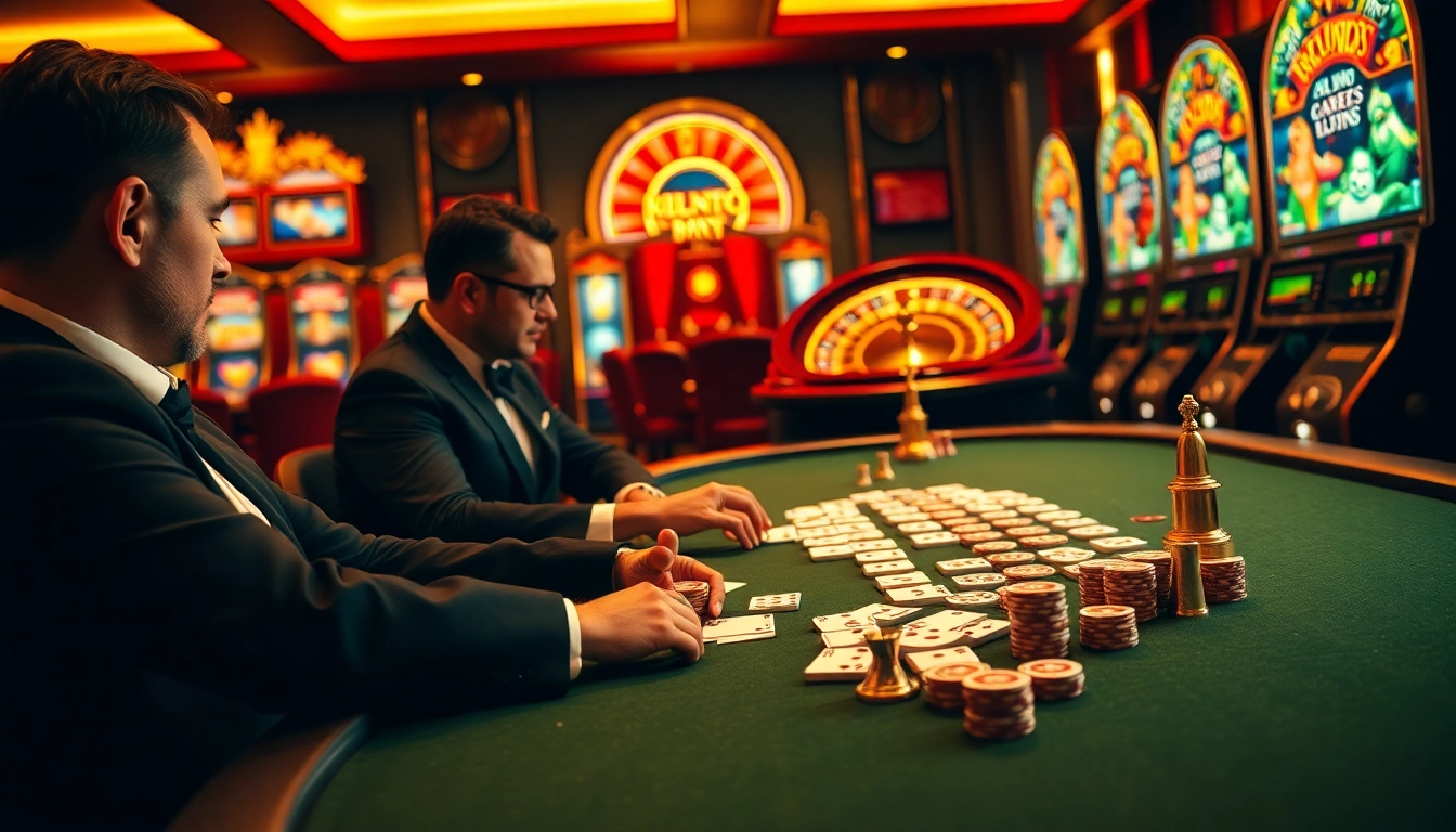 Players intensively strategizing at a luxury poker table on 123hero.pro with vibrant casino lights.