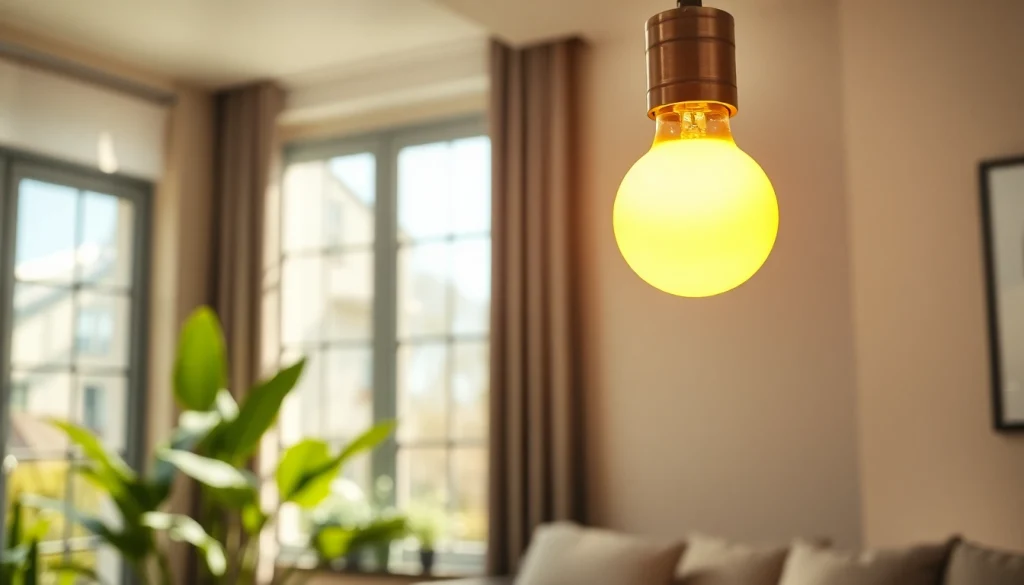 Learn what is an a19 bulb showcased in a modern living room setting, highlighting its features.