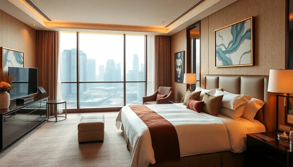 Luxurious hotel room in Singapore illustrating premium escort services experience