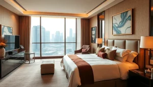 Luxurious hotel room in Singapore illustrating premium escort services experience