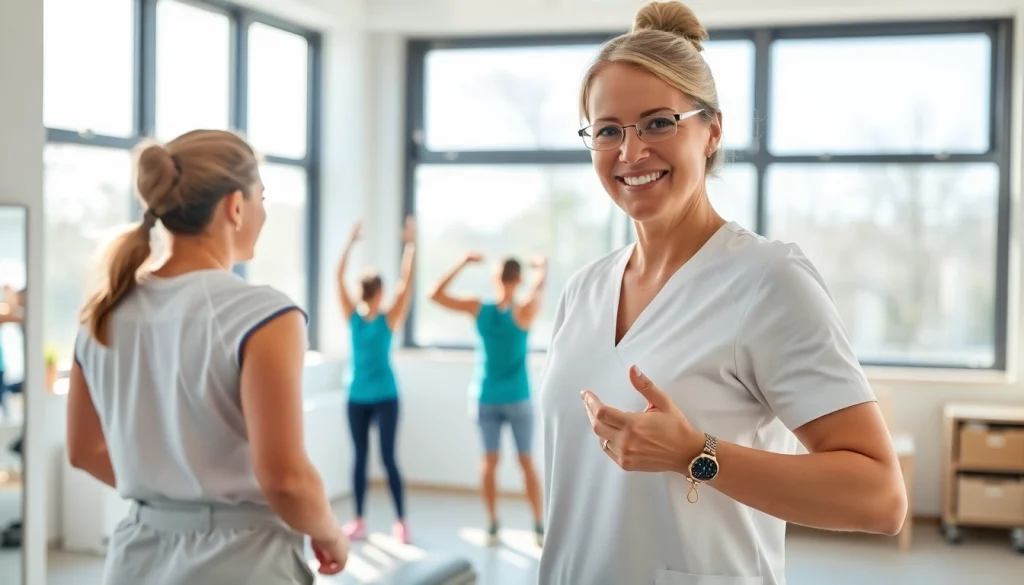 Engaging scene of griesbach physiotherapy in action, showcasing a therapist supporting an athlete.