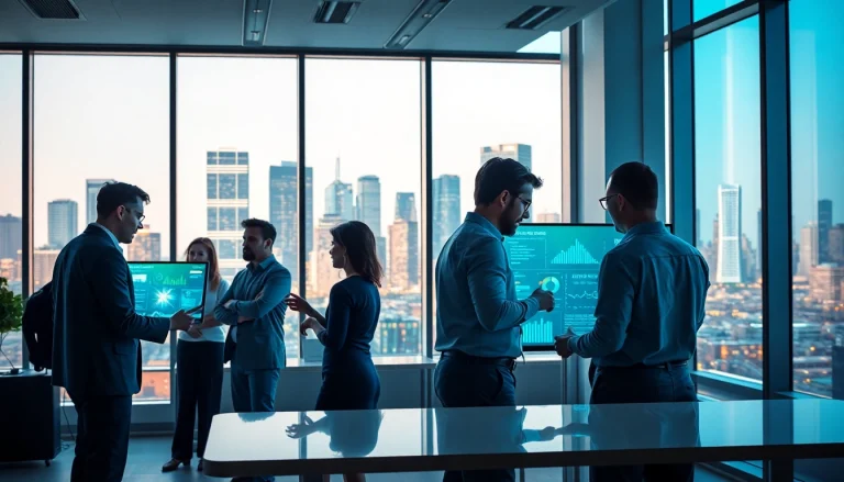 Klynt team collaborating in a modern office, embodying innovation in digital storytelling.