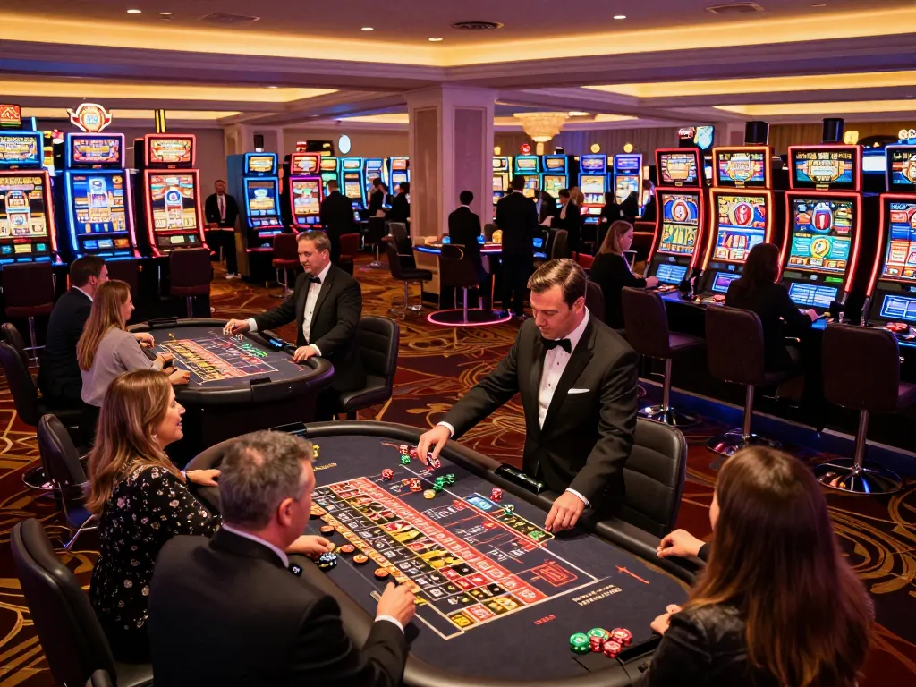 Engaged players at a casino table betting on giường bệnh nhân amidst a vibrant Las Vegas atmosphere.