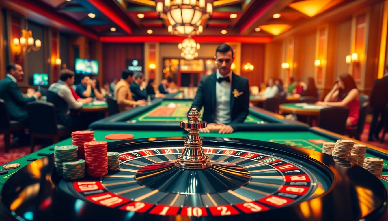 Engage with exciting casino games at 8win with vibrant roulette and stacked chips.