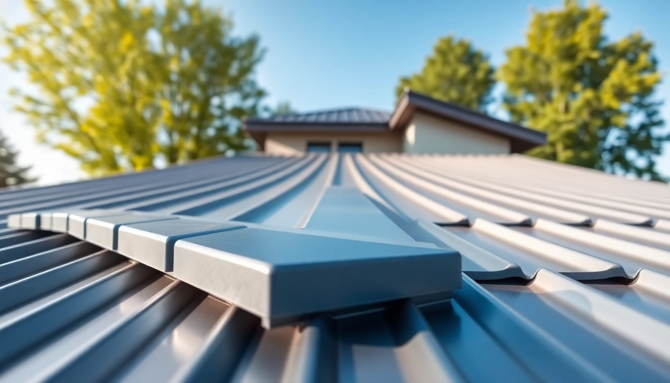 Showcase vibrant metal roofing on a modern home, emphasizing durability and style.