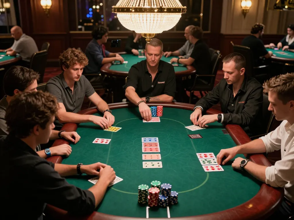 u888 players engaged in an exciting poker game in a luxurious casino setting