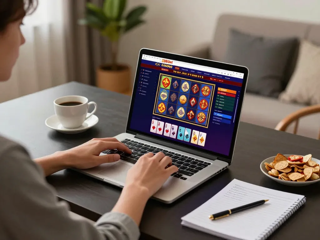 Engaging online gaming session at 388bet showing user interaction with casino games on laptop.