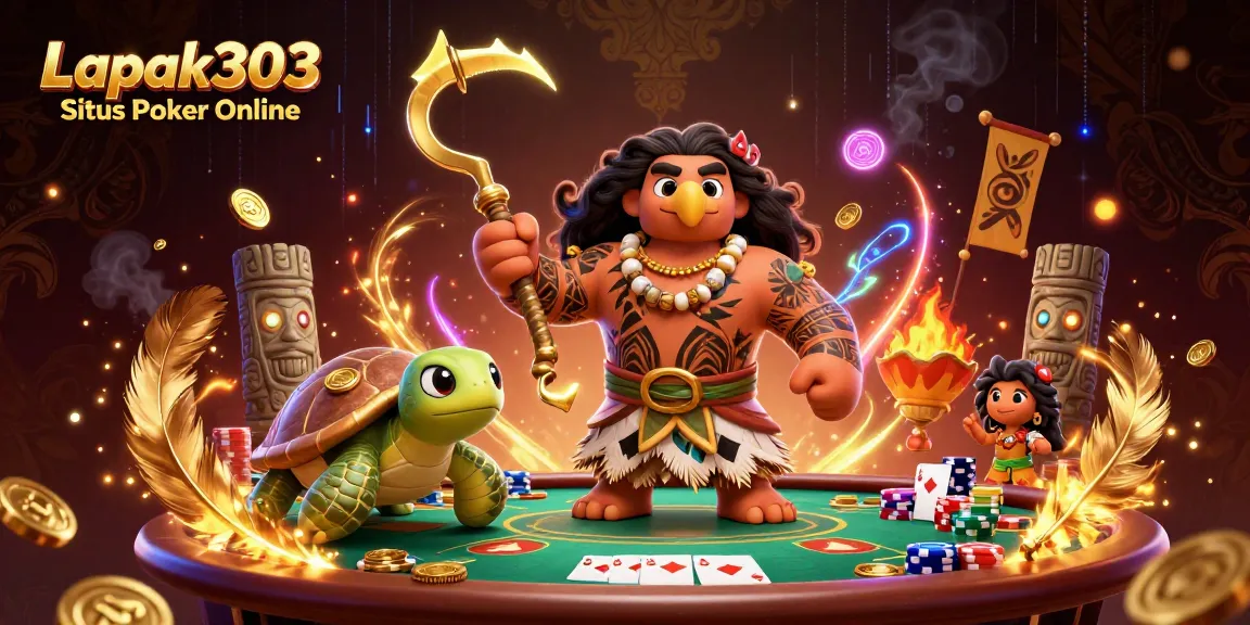 Engage in Lapak303 Situs Poker Online with vibrant 3D characters and dynamic casino elements.