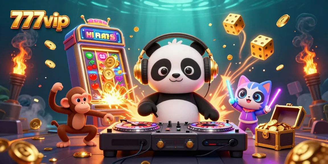 Experience excitement with 777vip as characters engage in lively casino activities amidst colorful game elements.