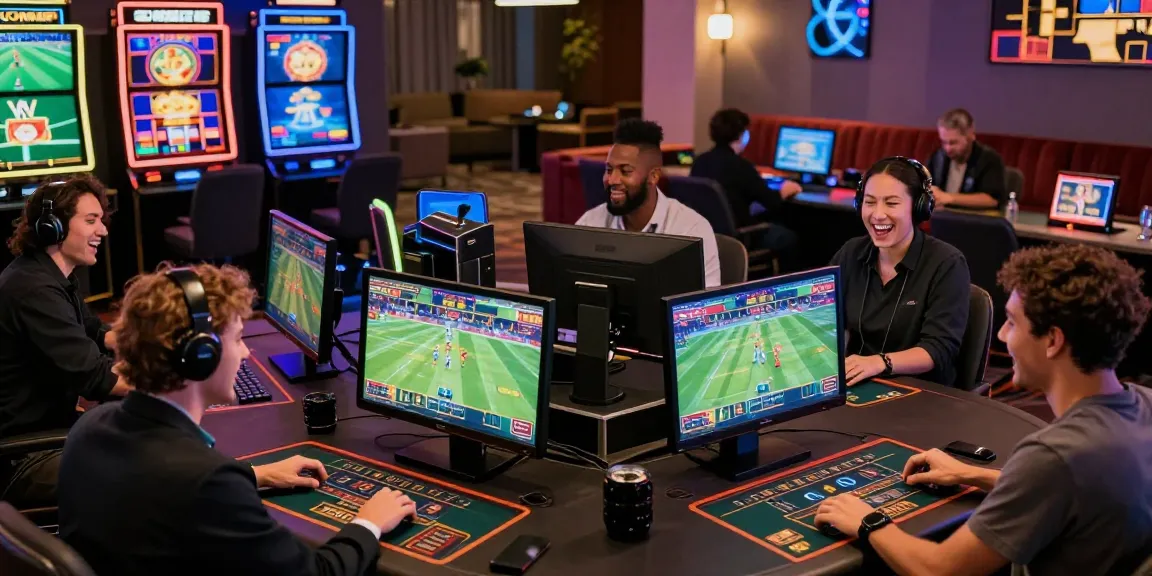 Dynamic online casino gaming scene showcasing nhà cái shbet with diverse players and vibrant atmosphere.