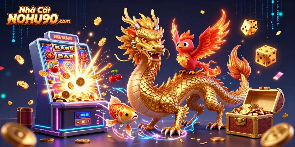 Experience the thrilling gameplay at Nhà Cái NOHU90 com with exciting jackpots and vibrant casino scenes.