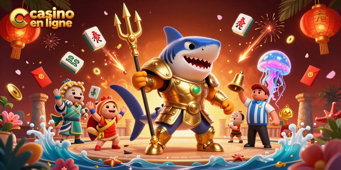 Plongez dans l'univers animé du casino en ligne avec un requin-tigre jouant à la gloire sous-marine.