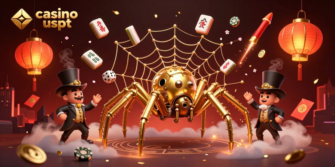 Scopri il dinamico mondo dei casinò usdt con una spider d'oro in un'illustrazione 3D accattivante.