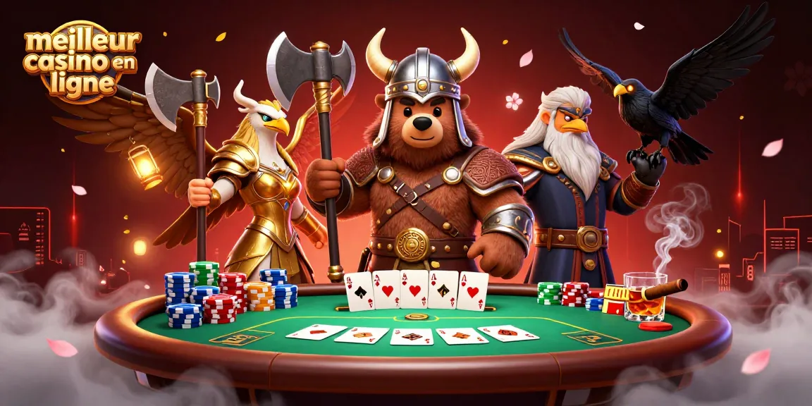 Lancez vos jeux au meilleur casino en ligne avec un ours viking et une aigle valkyrie en plein action.