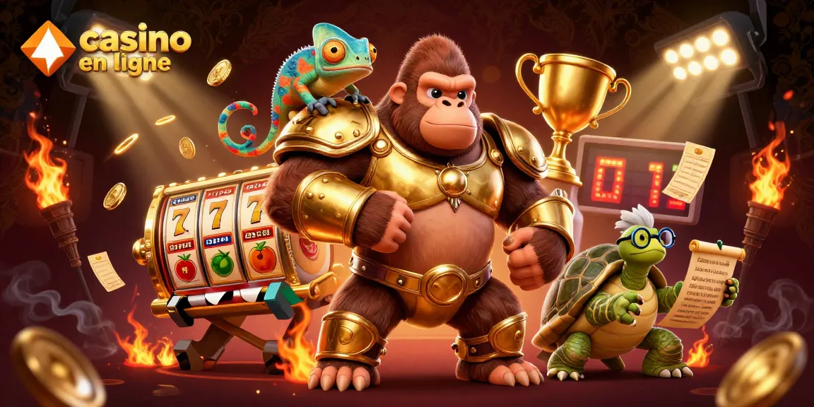 Célébrez la victoire au casino en ligne avec le roi gorille et ses compagnons amusants parmi les jackpots et les rouleaux.