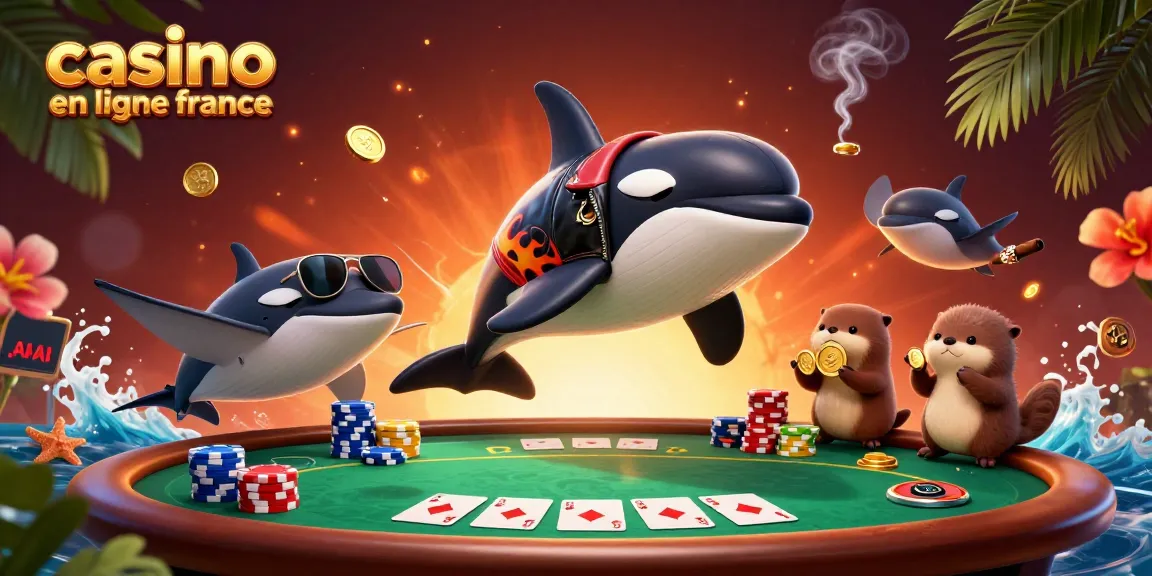 Plongez dans l'univers du casino en ligne France avec nos personnages colorés et des jetons de poker scintillants.