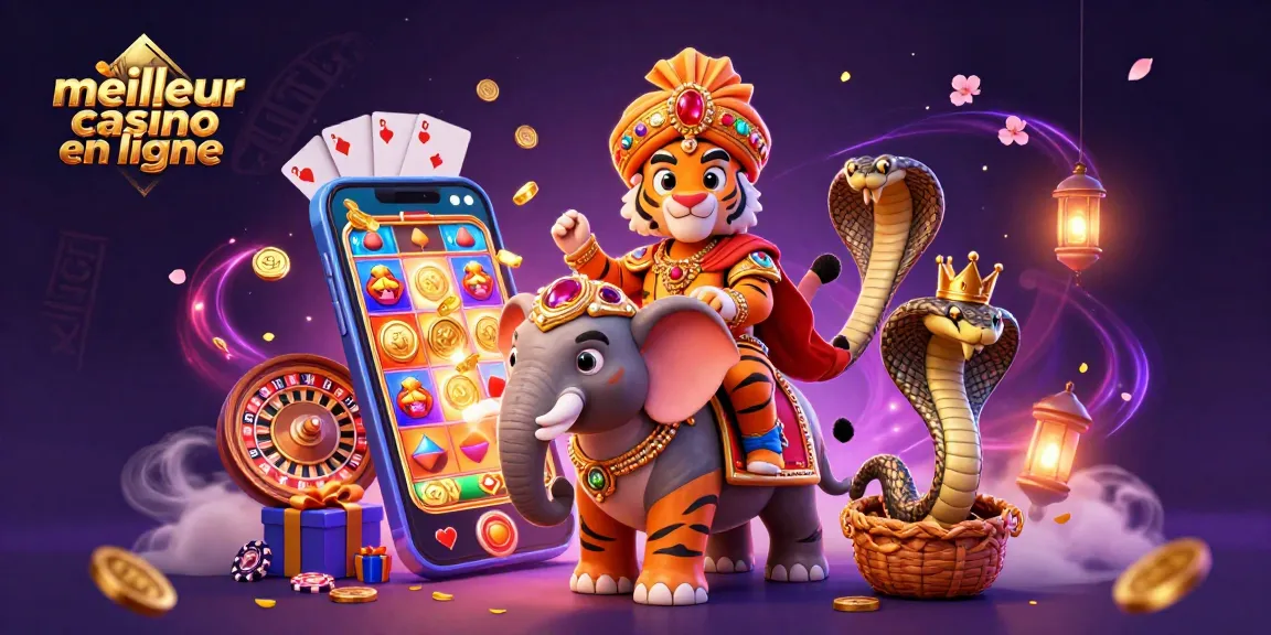 Venez découvrir le meilleur casino en ligne avec ce majestueux tigre en maharaja et son éléphant ornés