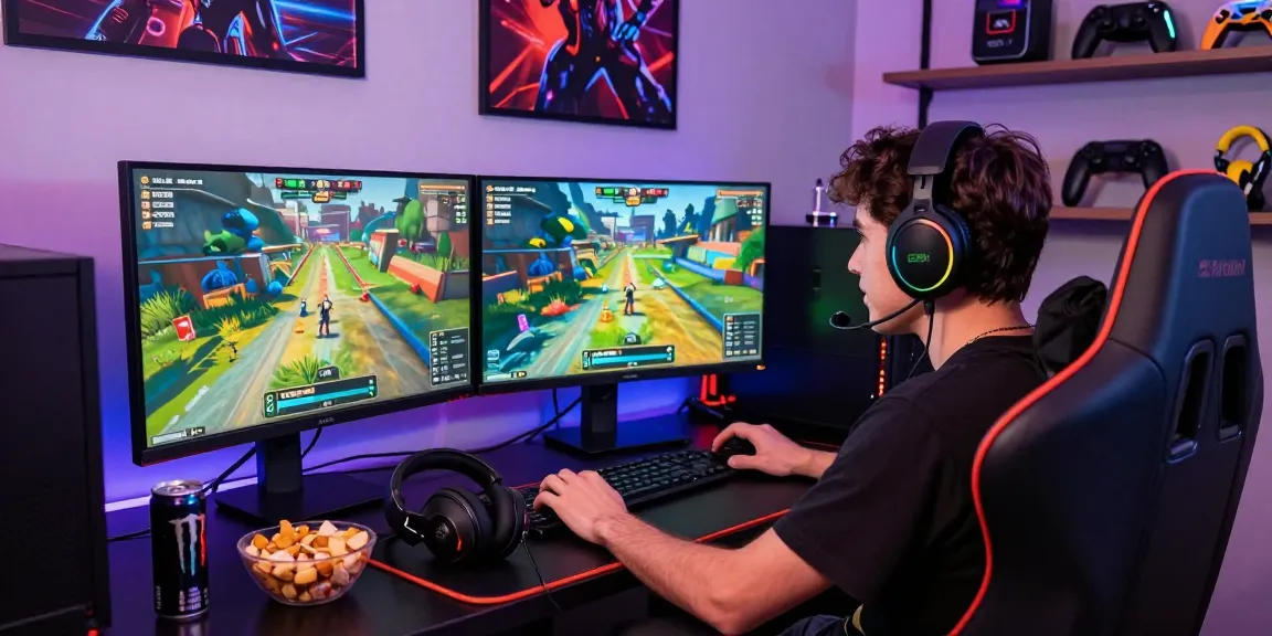 Player immersed in a thrilling rokok88 online challenge with gaming gear and vibrant graphics.